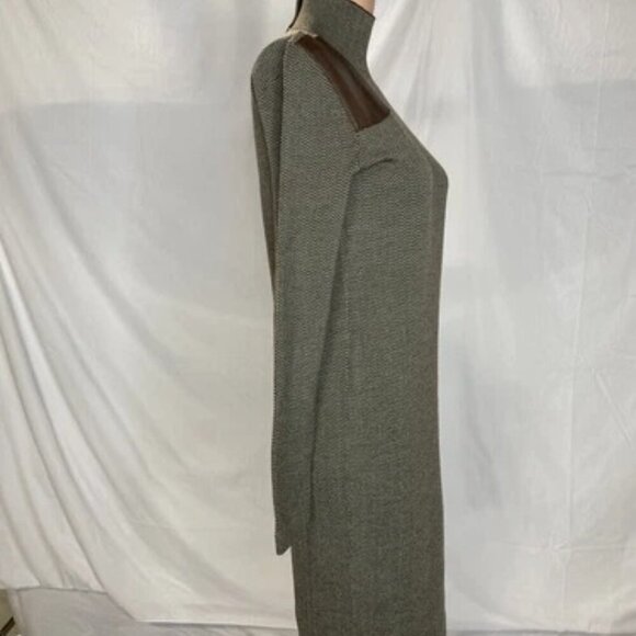 NEW RALPH LAUREN Womens Houndstooth Mini Sweater Dress Size S Green/Brown - Picture 3 of 12